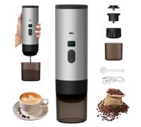 Carziyer Cafetiere Portable,Machine à Expresso Portable à Piles 72w,CafetièRe à Capsules 3 En 1,Chauffage Intelligent 90°C,90ml,Pour Les Voyages Ou Le Camping (Gris)