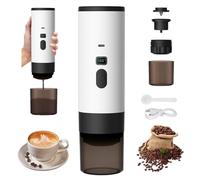 Carziyer Cafetiere Portable,Machine à Expresso Portable à Piles 72w,CafetièRe à Capsules 3 En 1,Chauffage Intelligent 90°C,90ml,Pour Les Voyages Ou Le Camping (Blanc)