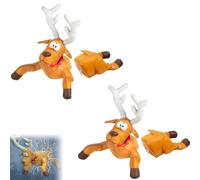 Carziyer Crashing Santa Reindeer Christmas, Décoration Fenêtre Noël Père Noël & Renne Crash en Tissu Oxford, Déco Humoristique avec Effet Verre Brisée & Animation Pieds, pour Maison Magasin (Bx2)