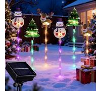 Carziyer Ensemble 6PCS Lumières Noël Solaire Extérieur LED, Décoration Jardin IP65 Étanche avec Père Noël/Snowman/Renne/Arbre de Noëls, Éclairage Festif pour Terrasse Allée Jardin (A)