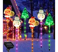 Carziyer Ensemble 6PCS Lumières Noël Solaire Extérieur LED, Décoration Jardin IP65 Étanche avec Père Noël/Snowman/Renne/Arbre de Noëls, Éclairage Festif pour Terrasse Allée Jardin (B)