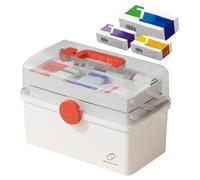 Cas de médecine : boîte de rangement de médicaments, kit de survie familiale pliable avec 3 couches de grande capacité | Étui à pilule amovible | Organisateurs de pilules, conteneur CE