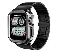 Cas de montée compatible 44 mm 42 mm 40 mm 38 mm Case de protection de bracelet militaire de carter de bobine militaire pour la série IWatch SE 7 6 5 4 3 2 1 Band en acier inoxydable (), 44 mm