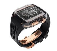 Cas de montre + Kit de mod de sangle de montre , pour 4 5 6 7 8 SE 44 mm 45 mm Watch Changer la sangle de silicone , Kit de mod de couverture en cristal en caoutchouc de luxe (N, 44 mm)