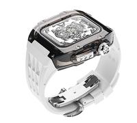 Cas de montre + Kit de mod de sangle de montre , pour 4 5 6 7 8 SE 44 mm 45 mm Watch Changer la sangle de silicone , Kit de mod de couverture en cristal en caoutchouc de luxe (N, 44 mm)