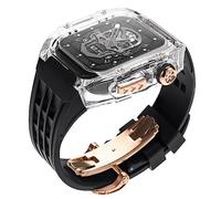 Cas de montre + Kit de mod de sangle de montre , pour 4 5 6 7 8 SE 44 mm 45 mm Watch Changer la sangle de silicone , Kit de mod de couverture en cristal en caoutchouc de luxe (N, 44 mm)