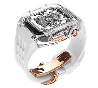Cas de montre + Kit de mod de sangle de montre , pour 4 5 6 7 8 SE 44 mm 45 mm Watch Changer la sangle de silicone , Kit de mod de couverture en cristal en caoutchouc de luxe (N, 44 mm)