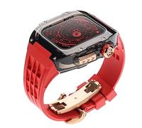 Cas de montre + Kit de mod de sangle de montre , pour 4 5 6 7 8 SE 44 mm 45 mm Watch Changer la sangle de silicone , Kit de mod de couverture en cristal en caoutchouc de luxe (N, 44 mm)