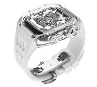 Cas de montre + Kit de mod de sangle de montre , pour 4 5 6 7 8 SE 44 mm 45 mm Watch Changer la sangle de silicone , Kit de mod de couverture en cristal en caoutchouc de luxe (N, 44 mm)