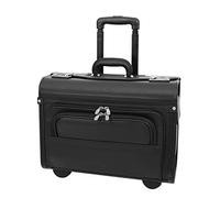 Cas Pilot Noir Faux Cuir À Roues Mallette Représentant d'affaires Cabine Sac de Voyage Rev
