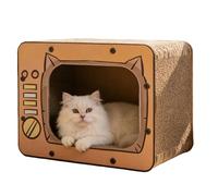 Casa Arbre à chat en carton ondulé en forme de télévision | Griffoir en carton pour chats, protection canapé, porte, tapis, meubles, avec enrichissement pour animaux domestiques