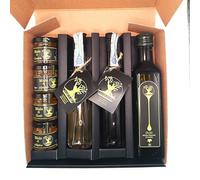 Casa Bonaria Coffret Dégustation - huile d’olive extra vierge italienne 250 ml, Mito rouge et blanc de Sardaigne 100 ml, miel artisanal 4x40 g, idée cadeau gourmet