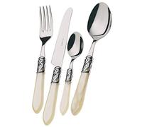 Casa Bugatti ALCAM-C4250 - ALLADIN IVORY - Ensemble de couverts, 24 pièces, Stainless Steel