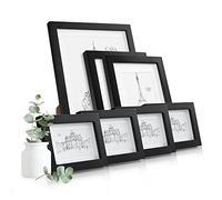 Casa Chic Cadre Photo en Bois x7, Taille 34 x 29 cm, Lot de Cadres Photo, Porte Photo Mural, Cadre Decoration Murale Pele Mele, Affichage Vertical/Horizontal, avec Protection Verre et Passe Partout