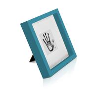 Classic by Casa Chic - Cadre Boîte 3D en Bois Massif 23 x 23 cm avec Passe-partout pour photo de 10 x 10 cm inclus, Peut Contenir Des Objets de 2,5 cm d'épaisseur - Verre trempé - Bleu Sarcelle