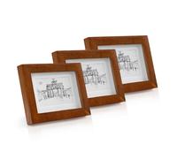 Casa Chic Cadre photo Lot de 3 Bois 14x9 cm Mural Verre & passe-partout Vertical/Horizontal