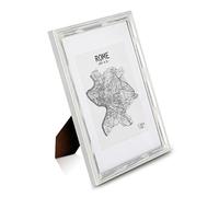 Cadre A4 Original en Bois Massif Shabby Chic - Aspect Antique/Vintage - Vitre en Verre trempé - Passe Partout pour Photo 20x15 cm - 2 cm d'épaisseur - Blanc Cassé & Argent Antique