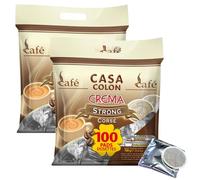 CASA COLON Corsé | 2x100 Dosettes de café compatibles Senséo | Emballage individuel pour une meilleure conservation