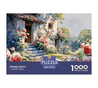 CASA Con Flores Rosas 1000 Pcs Carton Premium Lot de Puzzles Kitten Stimulant Et Éducatif Jeu Créatif Puzzles pour Adultes Et Enfants 70x50cm/1000pcs