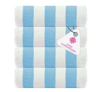 Casa Copenhagen 4 Serviettes de Plage, Piscine Coton, 75 x 150cm, Azul bebé | Cabana serviettes 100% coton égyptien (150 x 75 cm) pour salle de bain, piscine et plage (coffret cadeau femme et homme)