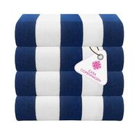 Casa Copenhagen Cabana Serviettes de Plage, conçues au Danemark.Rugueux et Durable,séchage Rapide, pour Piscine, Bain et douche76 x 152 cm.Ensemble de 4 Serviettes - Bleu Royal