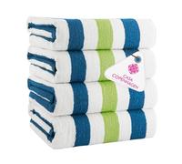 Casa Copenhagen Coffret 4 Serviettes Plage Coton, 75 x 150 cm, Vert Gazon | Monaco serviettes 100% coton égyptien (150 x 75 cm) plage, douche, et piscine (coffret cadeau femme et homme)