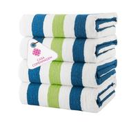 Casa Copenhagen Coffret 4 Serviettes Plage Coton, 75 x 150 cm, Vert Gazon | Monaco serviettes 100% coton égyptien (150 x 75 cm) plage, douche, et piscine (coffret cadeau femme et homme)