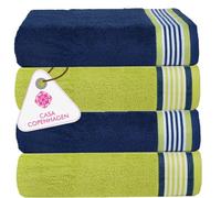 Casa Copenhagen He & She Ensemble de 4 XL Serviettes de Designer 100% Coton égyptien, Bleu California & Vert California, 600 g/m², 70x140 cm Serviettes de Bain, Cadeau pour Femmes et Hommes