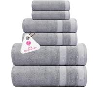 Casa Copenhagen Solitaire Ensemble de Serviettes, conçu au Danemark, 600 g/m², Hôtel & Spa, Cuisine & Salle de Bain, Set de 6 pcs avec 2 Bain, 2 Serviettes à Main, 2 Gants de Toilette - Gris-Violet