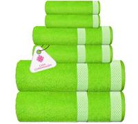 Casa Copenhagen Solitaire Ensemble de Serviettes, conçu au Danemark, 600 g/m², Hôtel & Spa, Cuisine & Salle de Bain, Set de 6 pcs avec 2 Bain, 2 Serviettes à Main, 2 Gants de Toilette - Vert Citron