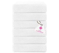 Casa Copenhagen Wave Textured Ensemble de 6 Serviettes Petit de Bain en - Blanc, 550g/m² Utilisation Rude & Dure Coffret Cadeau de Serviettes en Coton pour Salle de Bain