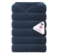 Casa Copenhagen Wave Textured, Ensemble de Petites Serviettes de Bain 6 pcs, Bleu Marine, 550 g/m², 6 Petites Serviettes de Bain, Serviettes en Coton à, Coffret Cadeau pour salles de Bain.