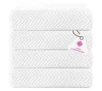 Casa Copenhagen Wave Textured Ensemble de Serviettes de Bain 4 Pièces - Blanc, 550 g/m², Serviettes en Coton Résistantes et Durables, Coffret Cadeau pour Salle de Bain