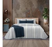 CASA da Laura - Couvre-lit a Righe Bleu 240 x 260 cm pour Letti Alla Francese e Matrimoniali 135/140/150/160 cm - Couvre-lit 50% Coton et 50% Polyester