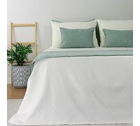 Casa da Laura - Couvre-lit Élégant Très Grand Lits Crème - 280 x 260 cm - Convient aux Lits 200 - Couvre-lit Estival avec de Petits Losanges -100% Coton Prélavé Extra Doux