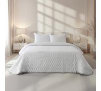 Casa da Laura - Couvre-lit Gris Très Grand Lits - 280 x 270 cm - Adapté à des Lits 200 - Couvre-lit Estival, Réversible et à étoiles - 50% Coton et 50% Polyester Extra Doux