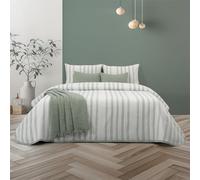 Casa da Laura - Couvre-lit vert à rayures Marie 280 x 260 cm pour lit de 200 cm, 50 % coton et 50 % polyester, imprimé à rayures