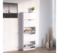 Casa Dolce Armoire à chaussures MARS, blanc, 59x22x170 cm, avec 5 portes rabattables