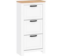 Casa Dolce Armoire à chaussures TEORIA 2, blanc + chêne, 64x31x126,5 cm, trois tiroirs rabattables, protection des chants ABS