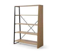 Casa Dolce Bibliothèque MINIA, Marron, 110 x 45 x 152 cm, MDF + métal, capacité de charge de 5 kg par étagère