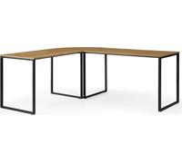 Casa Dolce Bureau d'angle CLARISA, marron, 180x160x76 cm, table en L, plateau en MDF, pieds métalliques noirs, charge maximale 50 kg