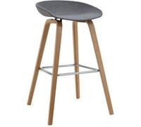 Casa Dolce chaise de bar DENONA, 53x50x80 cm, gris, structure en bois, repose-pieds chromé, capacité de charge 120 kg