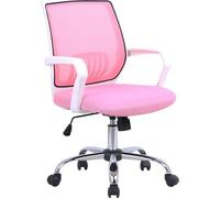 Casa Dolce chaise de bureau OLIVIA, pour enfants, 56,5x58x89,5/99,53 cm, filet et tissu, réglable en hauteur, rose et blanc, avec accoudoirs
