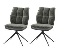 Casa Dolce Chaise de salle à manger BERKO, set de 2, gris, 49,5x68x91 cm, rembourrage en tissu, pivotant à 360°, charge max. 120kg