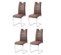 Casa Dolce Chaise de salle à manger REGIS, lot de 4, marron, 42x42x95 cm, rembourrée, piètement traîneau en métal