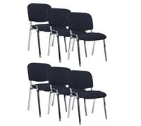 Casa Dolce Chaise visiteur empilable SONDE, set de 6, noir & chrome, 50x55x80 cm, assise et dossier rembourrés, charge maximale 100 kg