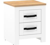 Casa Dolce Table de nuit TEORIA 9, blanc + chêne, 46x41x52 cm, 2 tiroirs, protection des bords ABS