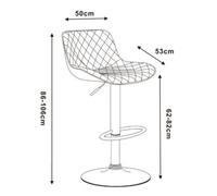 Casa Dolce Tabouret de bar CHRIS Blanc, 50x53x86-106 cm, Rembourré, pivotant et réglable en hauteur, charge max. 120 kg