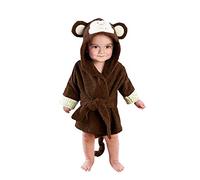 Casa Enfant Peignoir à Capuche - Adorable Cartoon Animal Motif Manches Longues Peignoirs, Unisexe Bébé Peignoir de Bain avec Capuche Singe 100cm