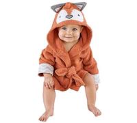 Casa Enfant Peignoir à Capuche - Adorable Cartoon Animal Motif Manches Longues Peignoirs, Unisexe Bébé Peignoir de Bain avec Capuche Fox 110cm